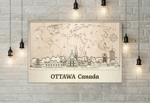 Ottawa Skyline Wood Wall Art - Personalized Canada Gift