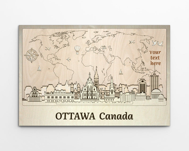 Ottawa Skyline Wood Wall Art - Personalized Canada Gift