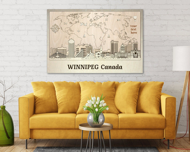 Winnipeg Skyline Wood Wall Art - Personalized Canada Gift