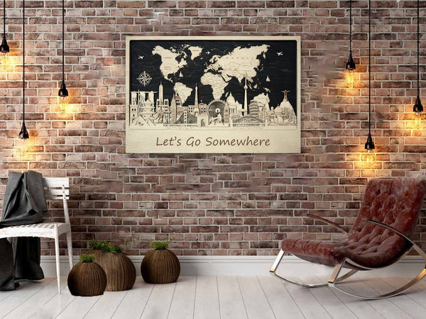 Personalized Wood World Map - Christmas Gift