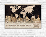 Personalized Philadelphia Wall Decor - World Map Push Pin Art