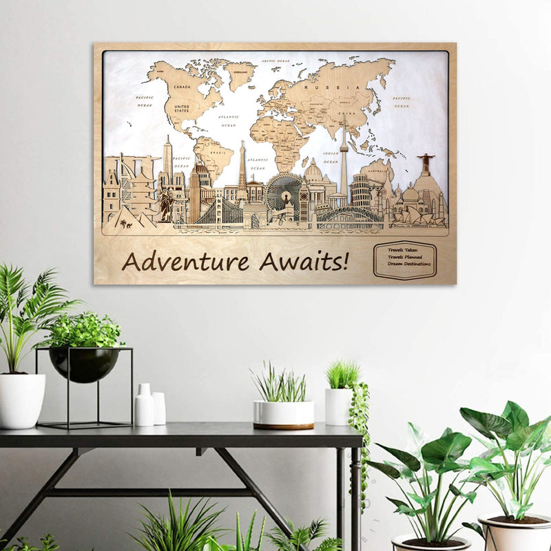 Personalized Push Pin World Map - Wedding Gift Idea