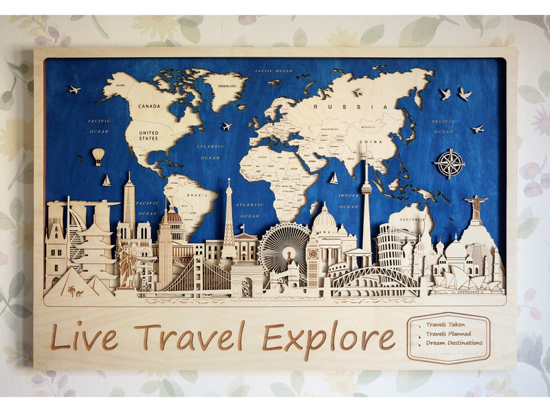 Personalized Push Pin World Map - Wedding Gift Idea