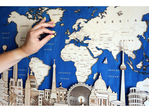 Personalized Push Pin World Map - Wedding Gift Idea