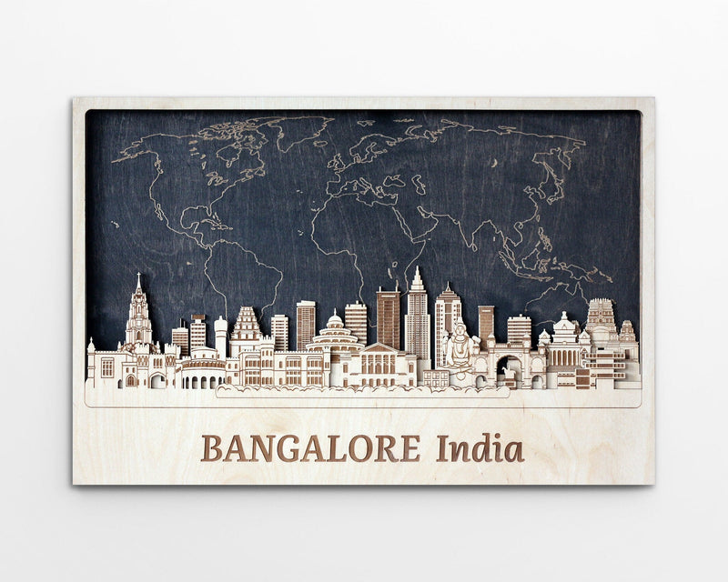 Personalized Bangalore Skyline Wood Wall Decor - Unique Gift