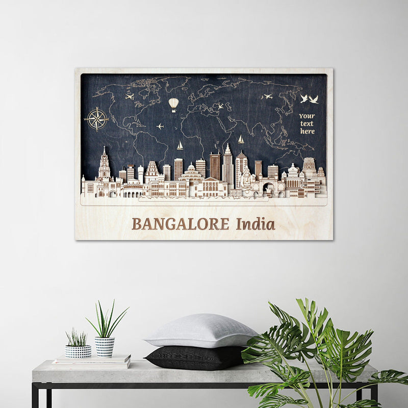 Personalized Bangalore Skyline Wood Wall Decor - Unique Gift