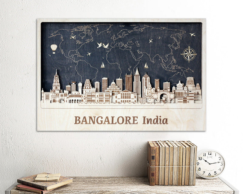 Personalized Bangalore Skyline Wood Wall Decor - Unique Gift