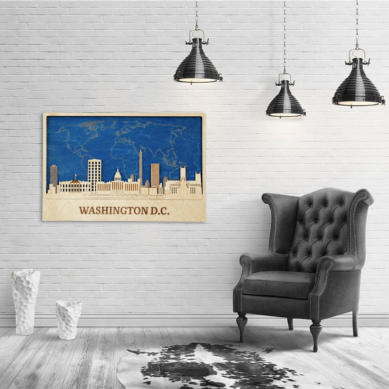 Washington Skyline Wall Art - Personalized Wood Decor