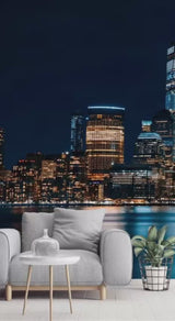 Modern Non-Woven 3D Wallpaper Mural for Bedroom – "Bright City Lights" (Perfect Above the Bed)