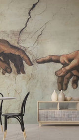 Artistic Vintage-Style Peel ana Stick Wallpaper for Living Room and Bedroom – "Michelangelo: The Gesture of Creation"