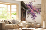 Peel and Stick Wallpaper Mural Blooming Bougainvillea Asian Courtyard for Bedroom