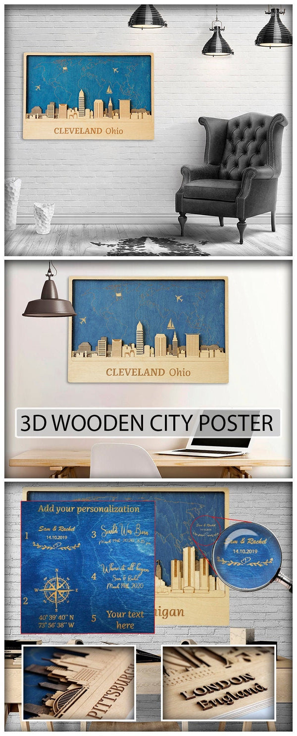  Cleveland - Personalized Wooden Wall Decor