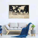 Wooden World Map. Wall Decor