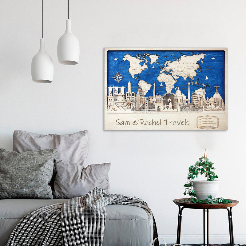 Home Wall Decor 3D Wooden World Map