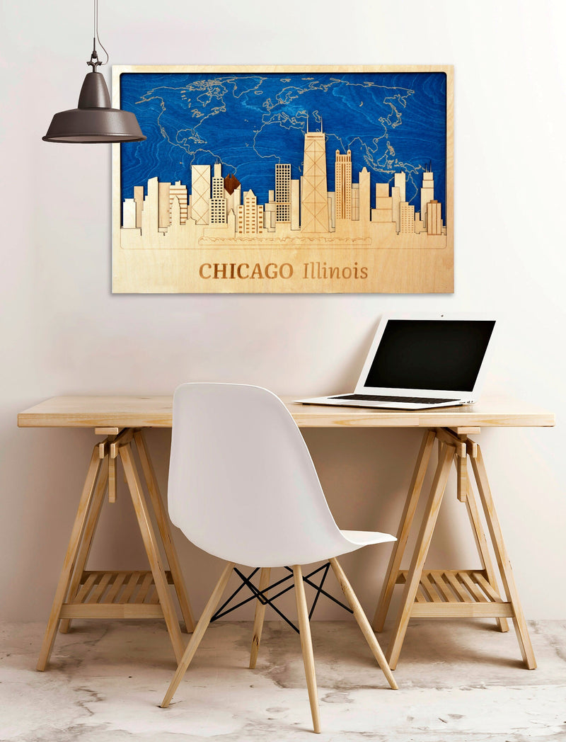  Chicago - Wooden Wall Decor