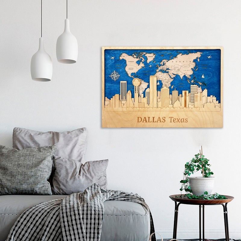  Dallas - Personalized Wooden Wall Map