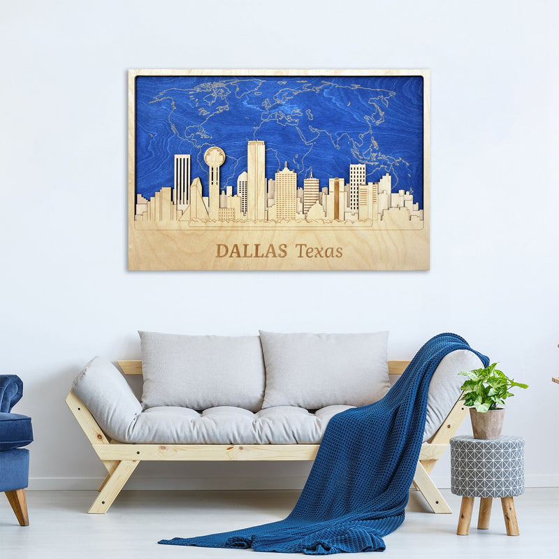  Dallas - Personalized Wooden Wall Map