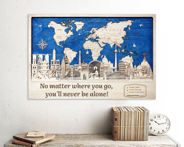 Home Wall Decor 3D Wooden World Map