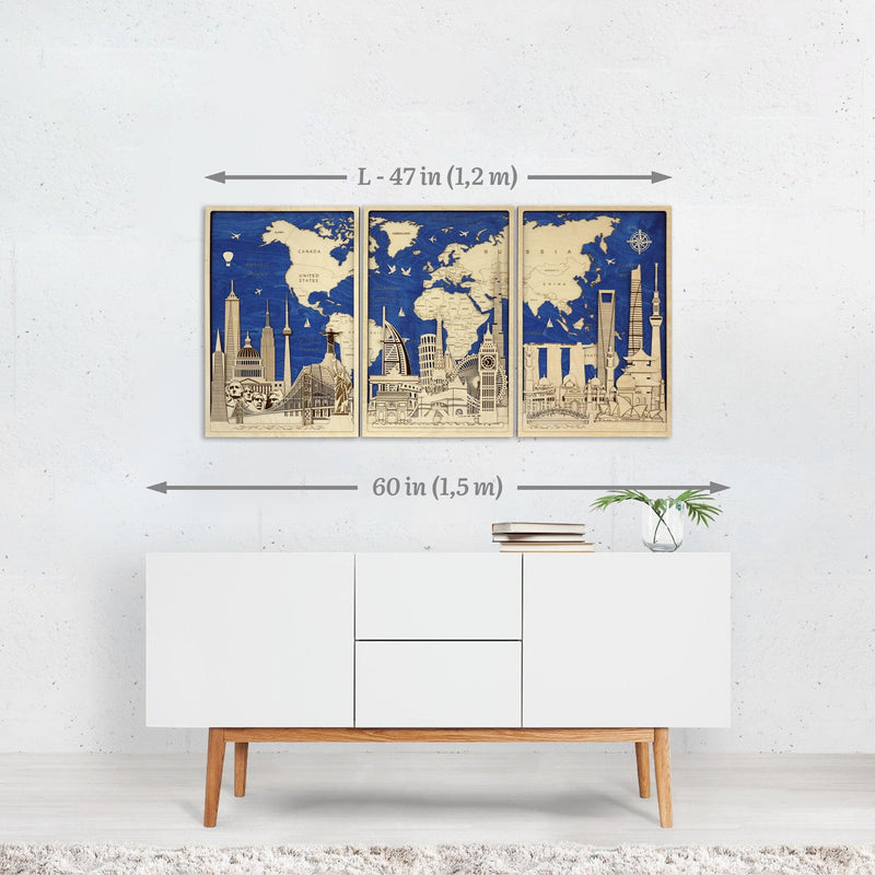 Wooden Wall Art Decor World Map