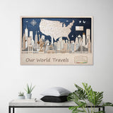 3D USA Wooden Map Wood Wall Art