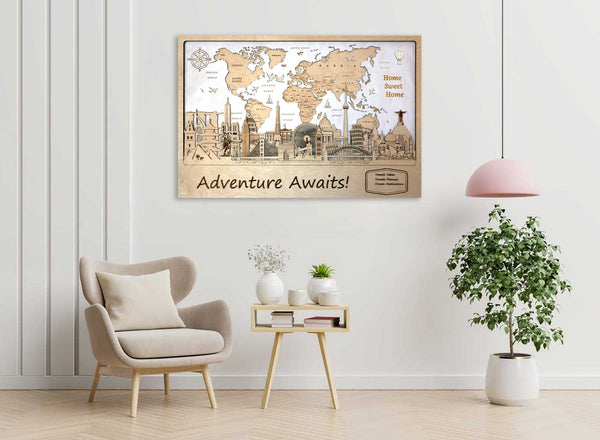 Personalized Wooden Wall Map