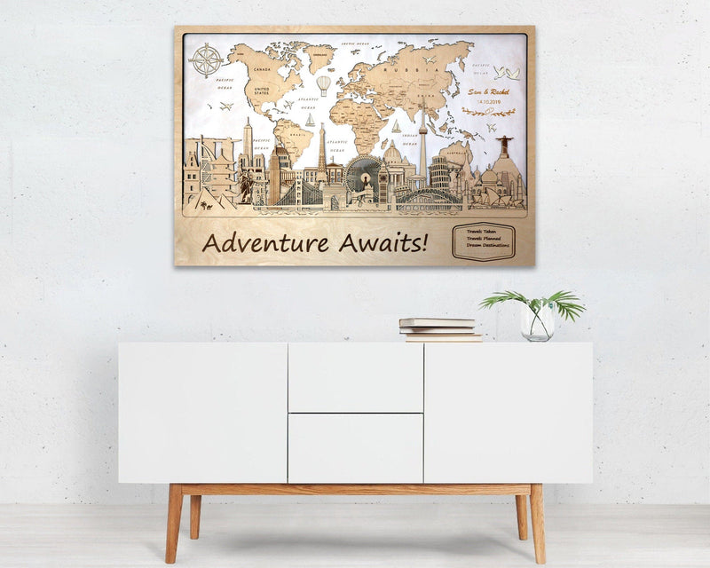 Personalized Wooden Wall Map