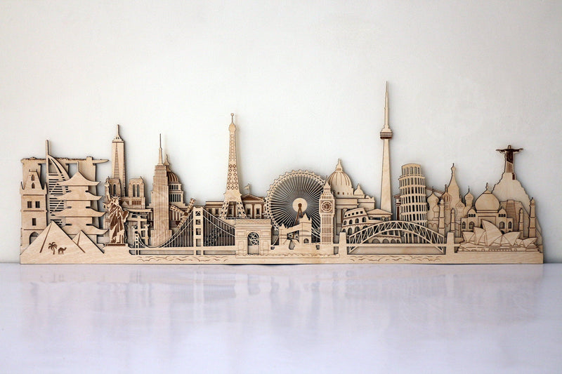 Famous Buildings of the World Wooden Wall Art 