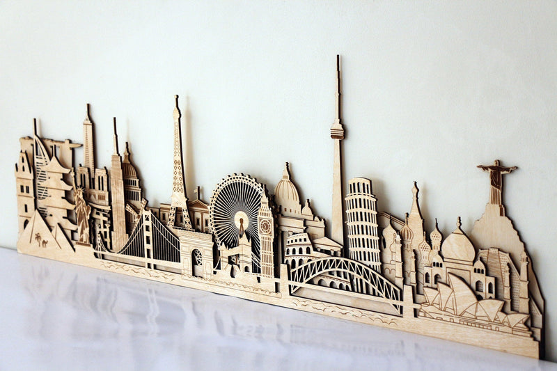 Famous Buildings of the World Wooden Wall Art 