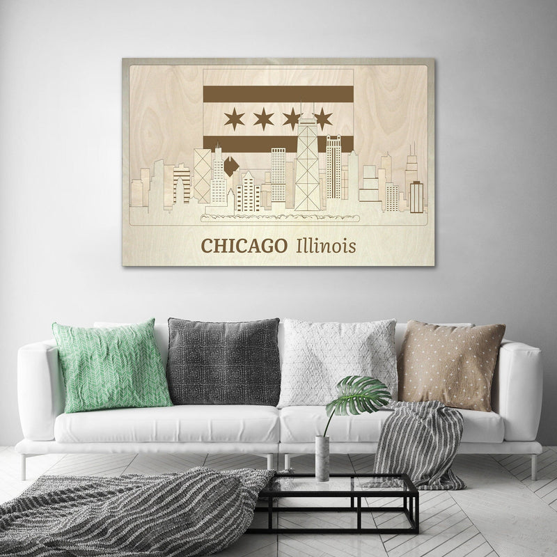  Chicago Skyline - Wooden Wall Decor