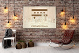  Chicago Skyline with Flag - Wooden Wall Decor