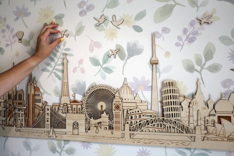 Famous Buildings of the World Wooden Wall Art 