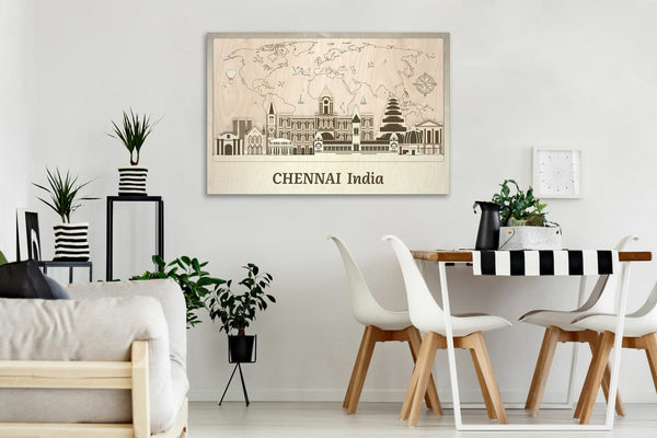 Chennai Skyline - Wooden Wall Decor