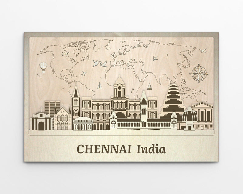 Chennai Skyline - Wooden Wall Decor