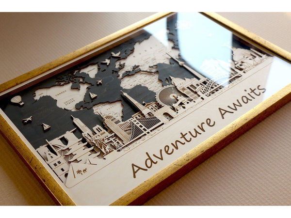 World Map Wooden Wall Decor