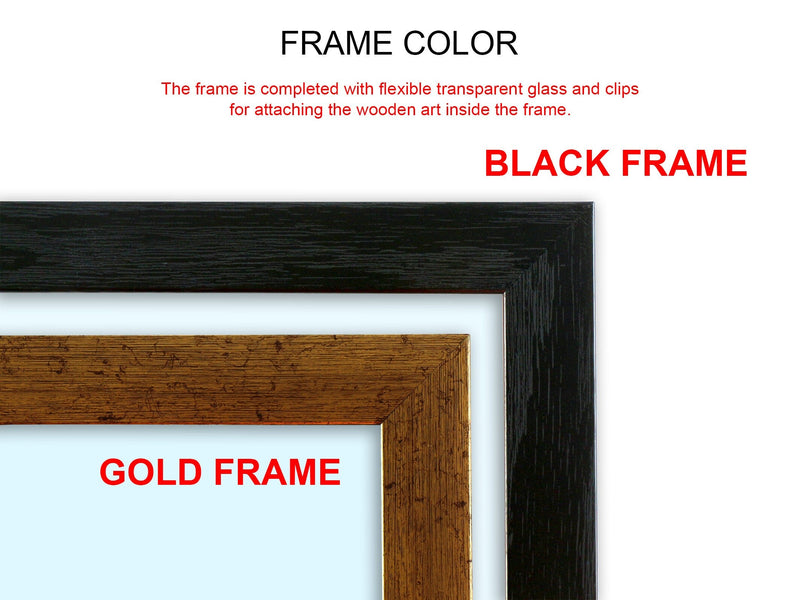 Framed Wooden Wall Map Decor