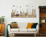 World Landmarks Skyline Wooden Wall Decor