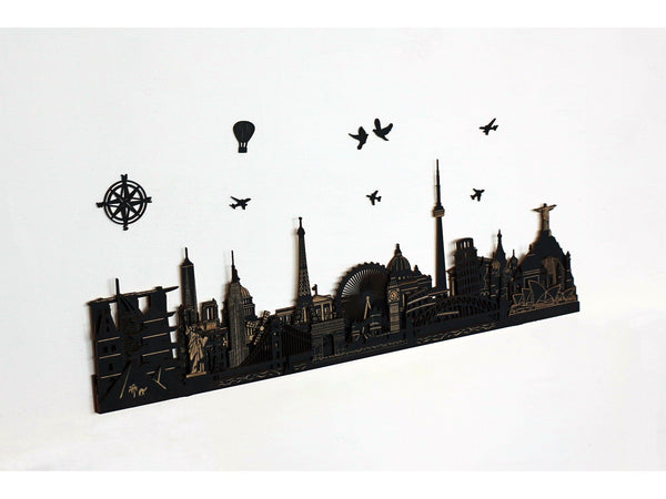 Famous Buildings of the World Wooden Wall Art 