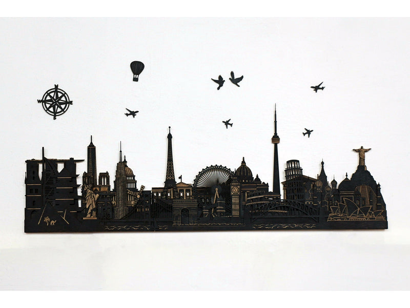 Famous Buildings of the World Wooden Wall Art 