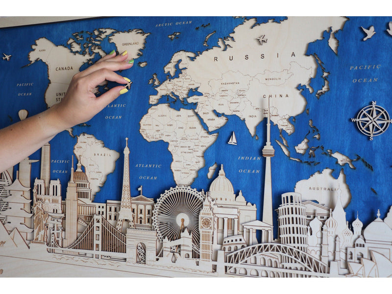 World Map Wooden Wall Decor