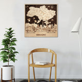 Ukraine Map Wooden Wall Art Decor 