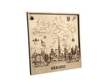 Ukraine Map Wooden Wall Art Decor 